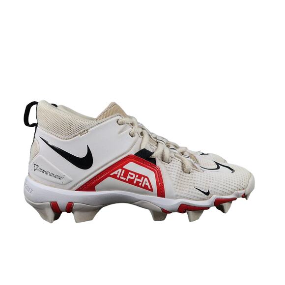 Nike Shoes Youth 4 Cleat Football Alpha Menace 3 Shark White Red Sport Athletic - Picture 1 of 12